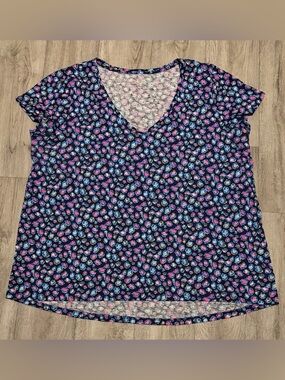 Lilly Pulitzer Size XXL Etta V-Neck Top Seabreeze Blue Low Tide Navy